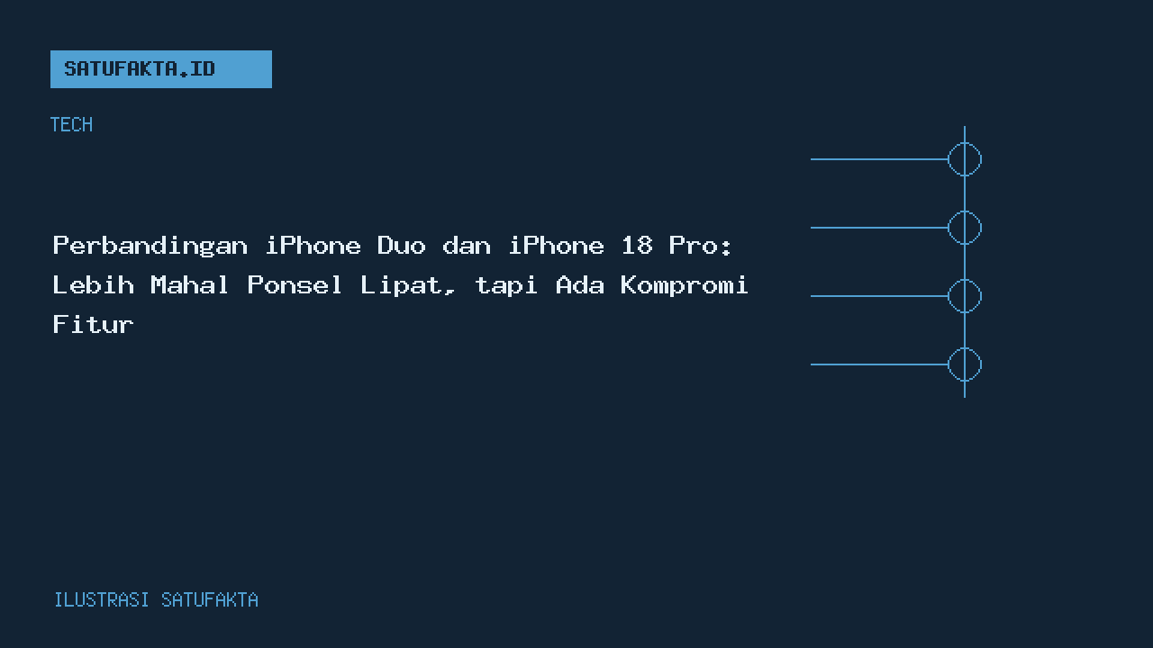 Ilustrasi editorial Satufakta untuk artikel: Perbandingan iPhone Duo dan iPhone 18 Pro: Lebih Mahal Ponsel Lipat, tapi Ada Kompromi Fitur